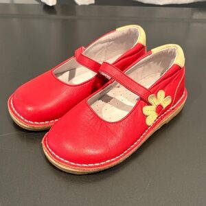 L'Amour Red and Yellow Kids Mary Jane Shoes